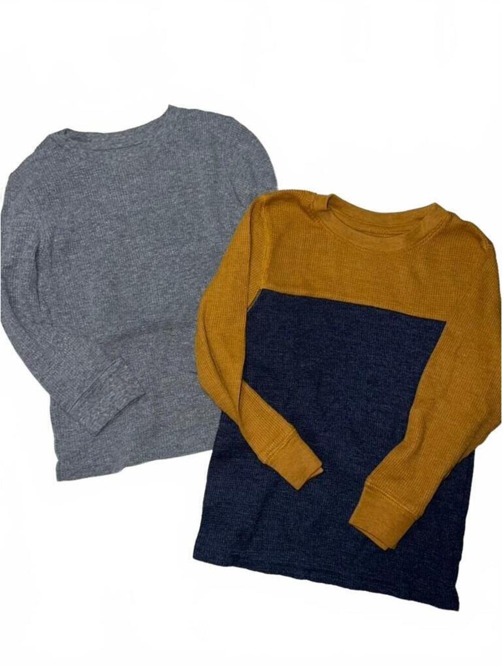 Bundle of 2 Cat & Jack Boys Toddler 4T Long Sleeve Thermal waffle knit shirts